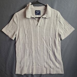 Abercrombie & Fitch Men's Gray Knit Polo Shirt